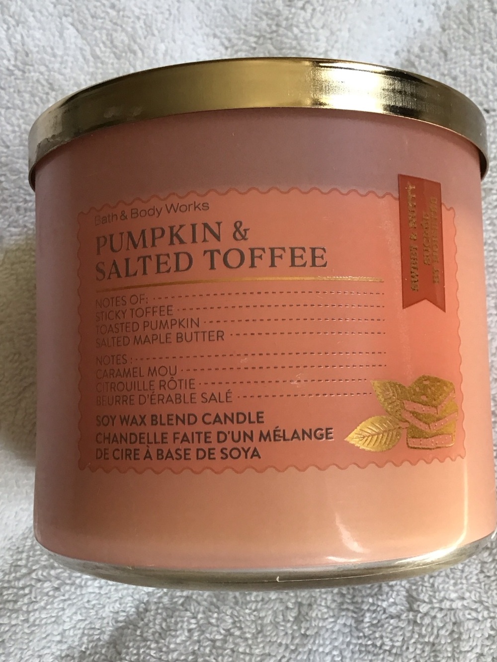 Bath & Body Works 3 wick candle Pumpkin & Salted Toffee